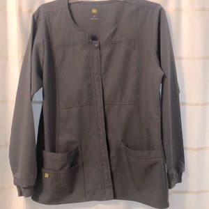 Gray WonderWink 4-stretch scrub jacket